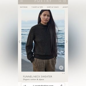 Poetry Alpaca Funnel Neck Sweater Size US8 UK12L Color Charcoal